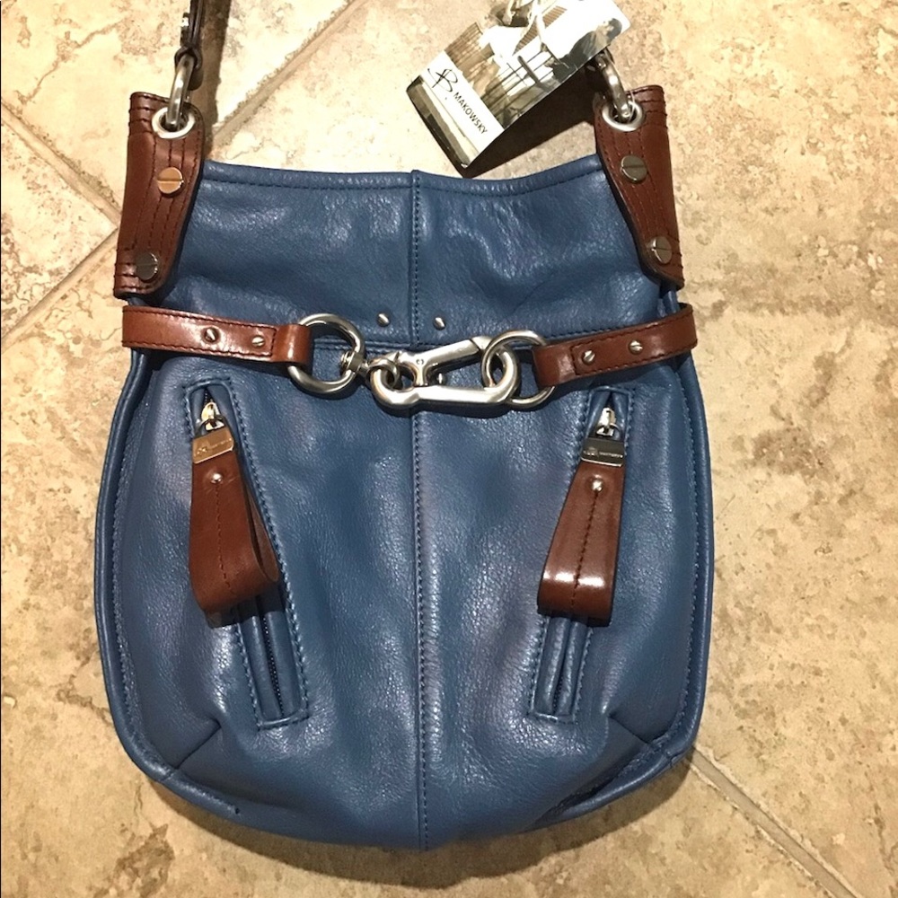 SUPER SALE‼️B MAKOWSKY DENIM LEATHER BAG